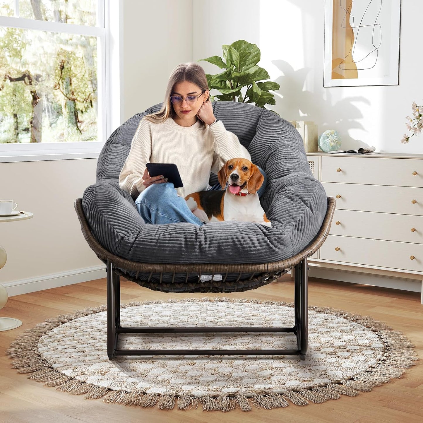 🔥 LAST CHANCE! Limited Edition Egg Chair - Handwoven Rattan + Plush Cushions - Almost Gone!
